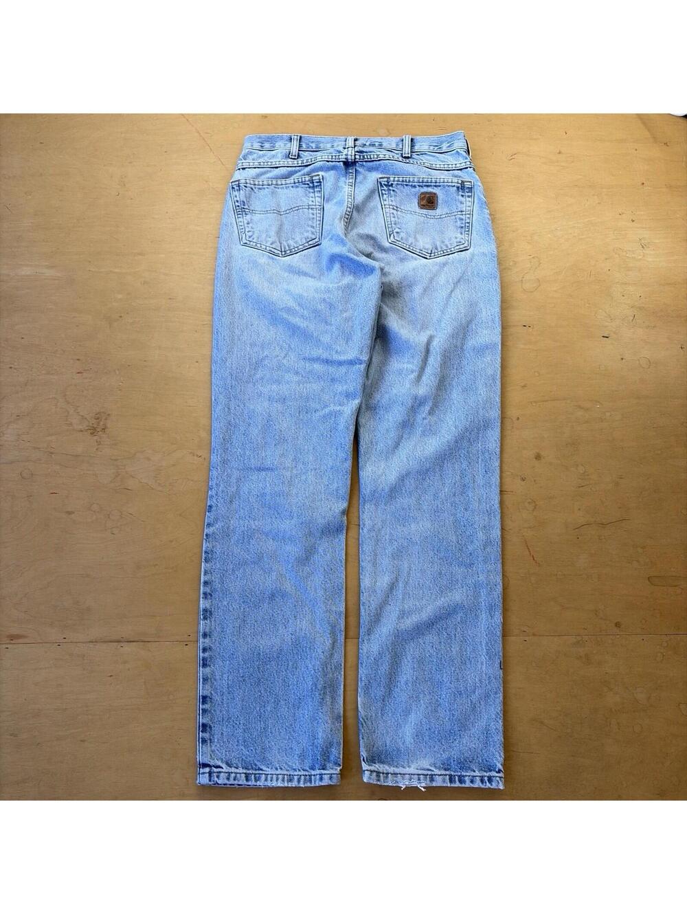 CARHARTT Denim Jeans Size 33X32 light wash jeans With Excellent Fade - Picture 3 of 6